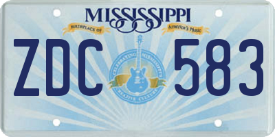 MS license plate ZDC583