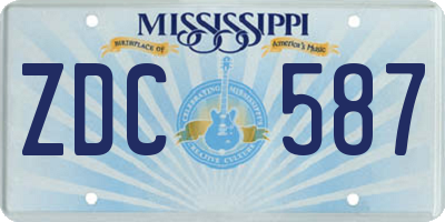MS license plate ZDC587