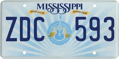 MS license plate ZDC593