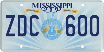 MS license plate ZDC600