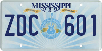 MS license plate ZDC601