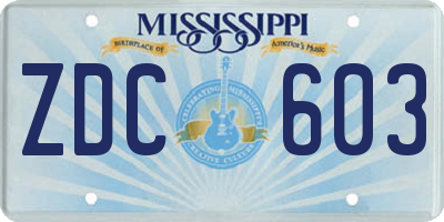 MS license plate ZDC603