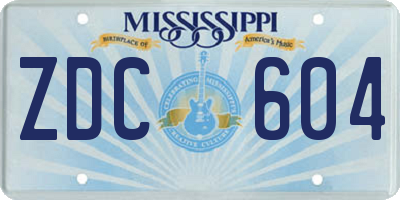MS license plate ZDC604