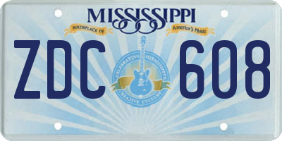 MS license plate ZDC608
