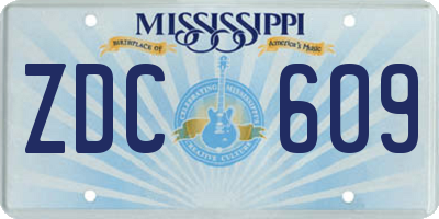 MS license plate ZDC609