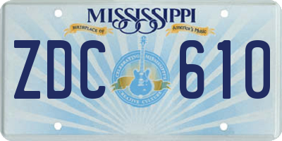 MS license plate ZDC610