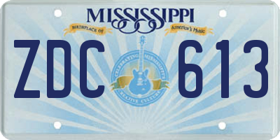 MS license plate ZDC613