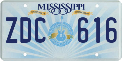 MS license plate ZDC616