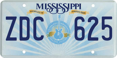 MS license plate ZDC625