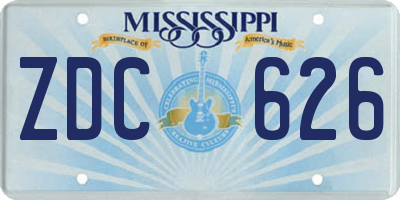 MS license plate ZDC626