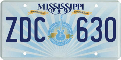 MS license plate ZDC630