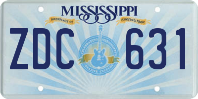 MS license plate ZDC631