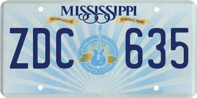 MS license plate ZDC635