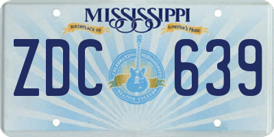 MS license plate ZDC639