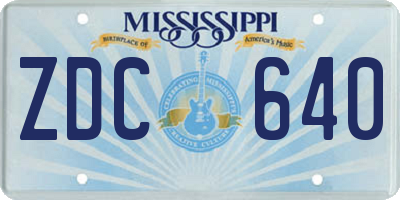 MS license plate ZDC640