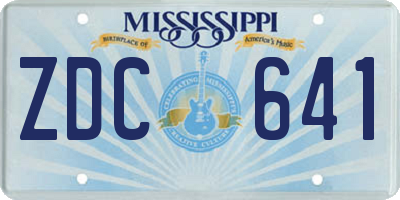 MS license plate ZDC641