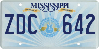 MS license plate ZDC642