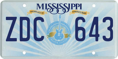 MS license plate ZDC643