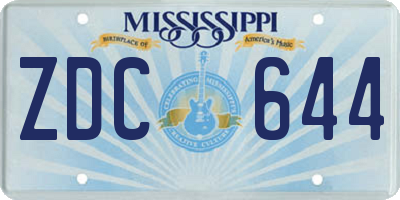 MS license plate ZDC644