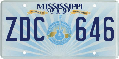 MS license plate ZDC646
