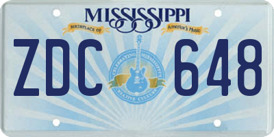 MS license plate ZDC648