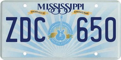 MS license plate ZDC650