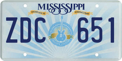 MS license plate ZDC651