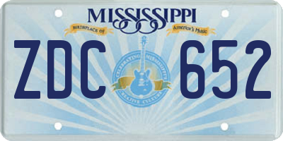 MS license plate ZDC652