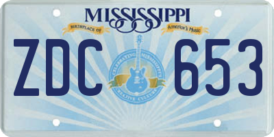MS license plate ZDC653