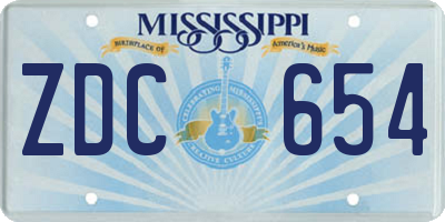 MS license plate ZDC654