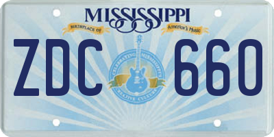 MS license plate ZDC660