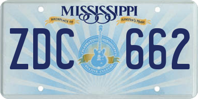 MS license plate ZDC662