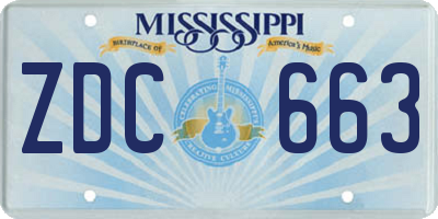 MS license plate ZDC663