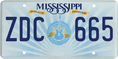 MS license plate ZDC665