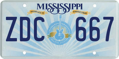 MS license plate ZDC667