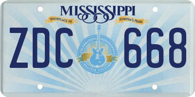 MS license plate ZDC668