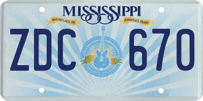 MS license plate ZDC670