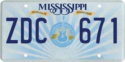 MS license plate ZDC671