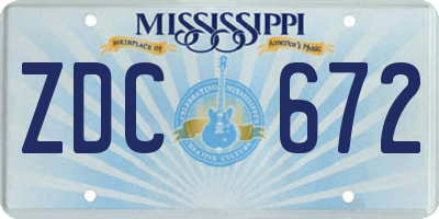 MS license plate ZDC672