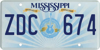 MS license plate ZDC674