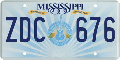 MS license plate ZDC676