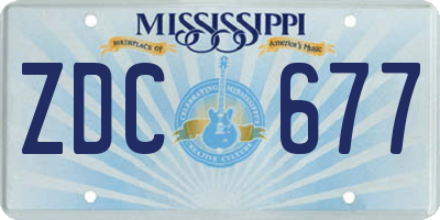 MS license plate ZDC677