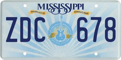 MS license plate ZDC678