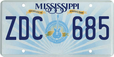 MS license plate ZDC685