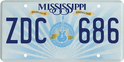 MS license plate ZDC686