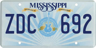 MS license plate ZDC692
