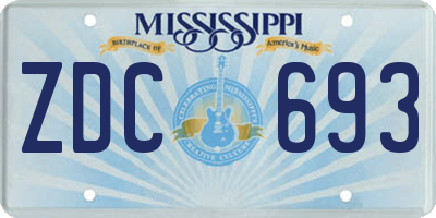 MS license plate ZDC693
