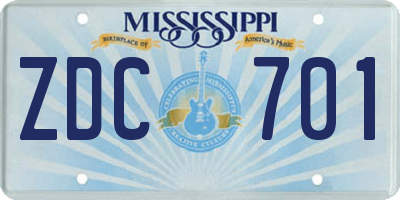 MS license plate ZDC701