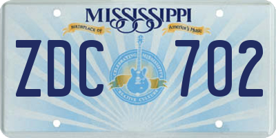 MS license plate ZDC702