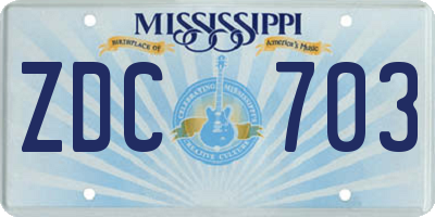 MS license plate ZDC703